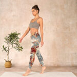 Buddha Stones Beige Red Grey Abstract Design Print Exercise Leggings Women's Yoga Pants - image 13