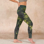 Buddha Stones ForestGreen Leaves Black Lines Print Exercise Leggings Women's Yoga Pants - image 17