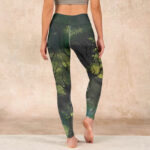 Buddha Stones ForestGreen Leaves Black Lines Print Exercise Leggings Women's Yoga Pants - image 15