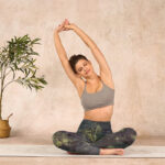 Buddha Stones ForestGreen Leaves Black Lines Print Exercise Leggings Women's Yoga Pants - image 14