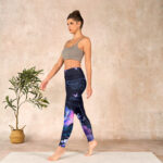 Buddha Stones Midnight Blue Flower Purple Butterfly Exercise Leggings Women's Yoga Pants - image 13