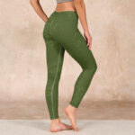 Buddha Stones Green Auspicious Cloud Waves Print Gym Leggings Women's Yoga Pants - image 3