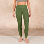 Buddha Stones Green Auspicious Cloud Waves Print Gym Leggings Women's Yoga Pants - image 2
