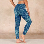 Buddha Stones Blue Flowers Print Sports Fitness Leggings Women's Yoga Pants - image 3