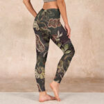Buddha Stones Olive Florals Print Sports Fitness Leggings Women's Yoga Pants - image 3