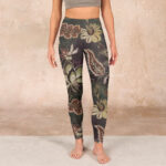 Buddha Stones Olive Florals Print Sports Fitness Leggings Women's Yoga Pants - image 2