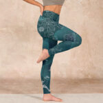 Buddha Stones Peony Flower Magpie Butterfly Print Gym Fitness Leggings Women's Yoga Pants - image 16