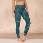 Buddha Stones Peony Flower Magpie Butterfly Print Gym Fitness Leggings Women's Yoga Pants - Teal - US18，UK/AU22，EU50 (4XL) - image 1