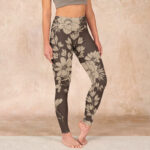 Buddha Stones Flowers Blossom Print Sports Fitness Leggings Women's Yoga Pants - DarkKhaki - US18，UK/AU22，EU50 (4XL) - image 18