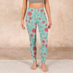 Buddha Stones Vine Leaves Blossom Print Gym Leggings Women's Yoga Pants - image 2