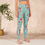 Buddha Stones Vine Leaves Blossom Print Gym Leggings Women's Yoga Pants - image 4
