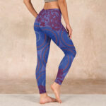 Buddha Stones Purple Compass Mandala Flower Print Gym Fitness Leggings Women's Yoga Pants - image 3