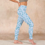 Buddha Stones Blue Vine Leaves Print Gym Leggings Women's Yoga Pants - image 17