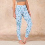 Buddha Stones Blue Vine Leaves Print Gym Leggings Women's Yoga Pants - LightSkyBlue - US18，UK/AU22，EU50 (4XL) - image 1
