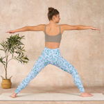 Buddha Stones Blue Vine Leaves Print Gym Leggings Women's Yoga Pants - image 11