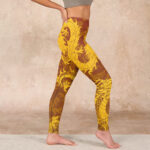 Buddha Stones Golden Dragon Flowers Print Gym Leggings Women's Yoga Pants - image 17