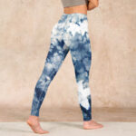 Buddha Stones Blue Lily Flowers Watercolor Texture Print Gym Leggings Women's Yoga Pants - image 5