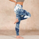 Buddha Stones Blue Lily Flowers Watercolor Texture Print Gym Leggings Women's Yoga Pants - image 16