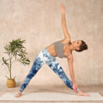 Buddha Stones Blue Lily Flowers Watercolor Texture Print Gym Leggings Women's Yoga Pants - image 10