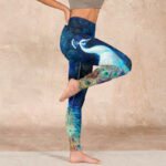 Buddha Stones Blue Peacock Colorful Feathers Print Gym Leggings Women's Yoga Pants - image 16