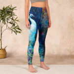 Buddha Stones Blue Peacock Colorful Feathers Print Gym Leggings Women's Yoga Pants - image 4