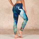 Buddha Stones Blue Peacock Colorful Feathers Print Gym Leggings Women's Yoga Pants - image 3