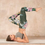 Buddha Stones Green Golden Snake Lily Peony Flowers Print Gym Leggings Women's Yoga Pants - image 8