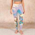 Buddha Stones Purple Dragon Auspicious Clouds Print Gym Leggings Women's Yoga Pants - image 2