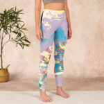 Buddha Stones Purple Dragon Auspicious Clouds Print Gym Leggings Women's Yoga Pants - image 4