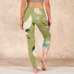 Buddha Stones Hibiscus Birds Bamboo Print Gym Leggings Women's Yoga Pants - image 15