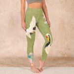 Buddha Stones Hibiscus Birds Bamboo Print Gym Leggings Women's Yoga Pants - YellowGreen - US18，UK/AU22，EU50 (4XL) - image 1
