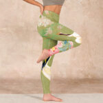 Buddha Stones Hibiscus Birds Bamboo Print Gym Leggings Women's Yoga Pants - image 16