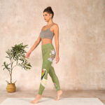 Buddha Stones Hibiscus Birds Bamboo Print Gym Leggings Women's Yoga Pants - image 13