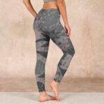 Buddha Stones Gray Leaves Print Gym Leggings Women's Yoga Pants - image 3