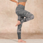 Buddha Stones Gray Leaves Print Gym Leggings Women's Yoga Pants - image 16