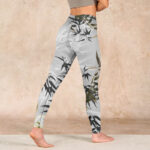 Buddha Stones Dark Gray Bamboo Leaves Print Gym Leggings Women's Yoga Pants - image 5