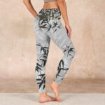 Buddha Stones Dark Gray Bamboo Leaves Print Gym Leggings Women's Yoga Pants - image 3
