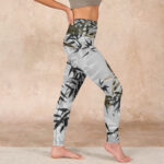 Buddha Stones Dark Gray Bamboo Leaves Print Gym Leggings Women's Yoga Pants - image 17