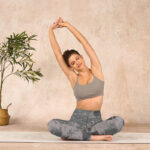 Buddha Stones Gray Leaves Print Gym Leggings Women's Yoga Pants - image 14