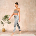 Buddha Stones Dark Gray Bamboo Leaves Print Gym Leggings Women's Yoga Pants - image 13