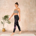 Buddha Stones Black Pink Lotus Flower Print Gym Leggings Women's Yoga Pants - image 13