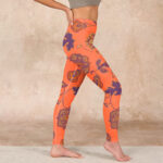 Buddha Stones Orange Maple Leaves Flowers Print Gym Leggings Women's Yoga Pants - image 16