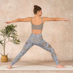 Buddha Stones Grey Green Leaves Flowers Print Gym Leggings Women's Yoga Pants - image 12