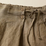 Buddha Stones Solid Color Two Buttons Lace-up Cotton Linen Women's Shorts With Pockets Women's Shorts BS 8