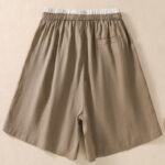 Buddha Stones Solid Color Contrast Color Waist Lace-up Cotton Linen Women's Shorts With Pockets Women's Shorts BS 2