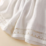 Buddha Stones Plain Color Bottom Hollow Lace Design Lace-up Cotton Linen Women's Shorts With Pockets - image 15