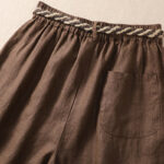 Buddha Stones Casual Solid Color Turn Up Cuff Belt Cotton Linen Women's Shorts With Pockets Women's Shorts BS 15