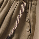 Buddha Stones Casual Solid Color Turn Up Cuff Belt Cotton Linen Women's Shorts With Pockets Women's Shorts BS 4