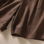 Buddha Stones Casual Solid Color Turn Up Cuff Belt Cotton Linen Women's Shorts With Pockets Women's Shorts BS 17