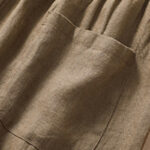 Buddha Stones Casual Solid Color Turn Up Cuff Belt Cotton Linen Women's Shorts With Pockets Women's Shorts BS 5